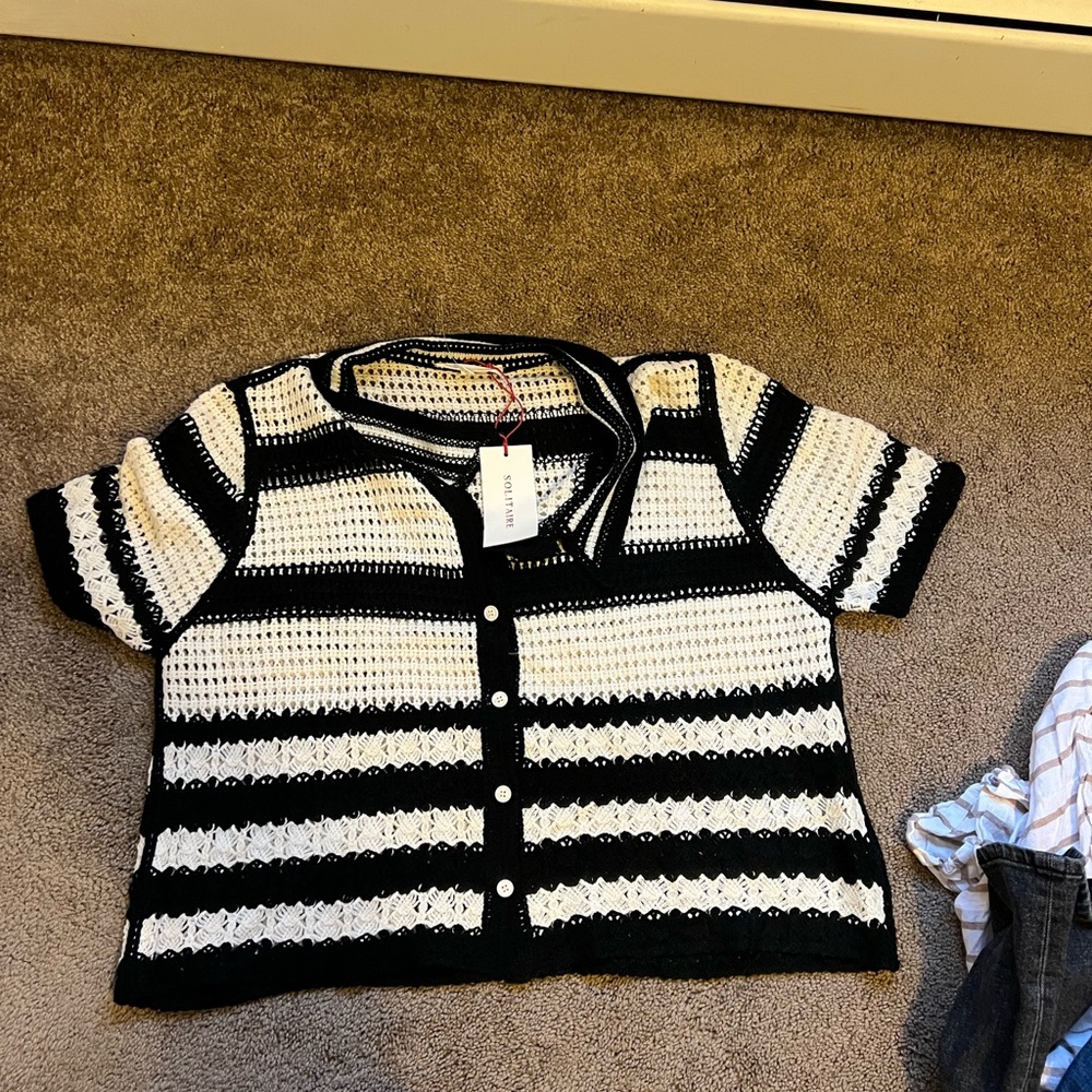 Black and White Striped Kids Top